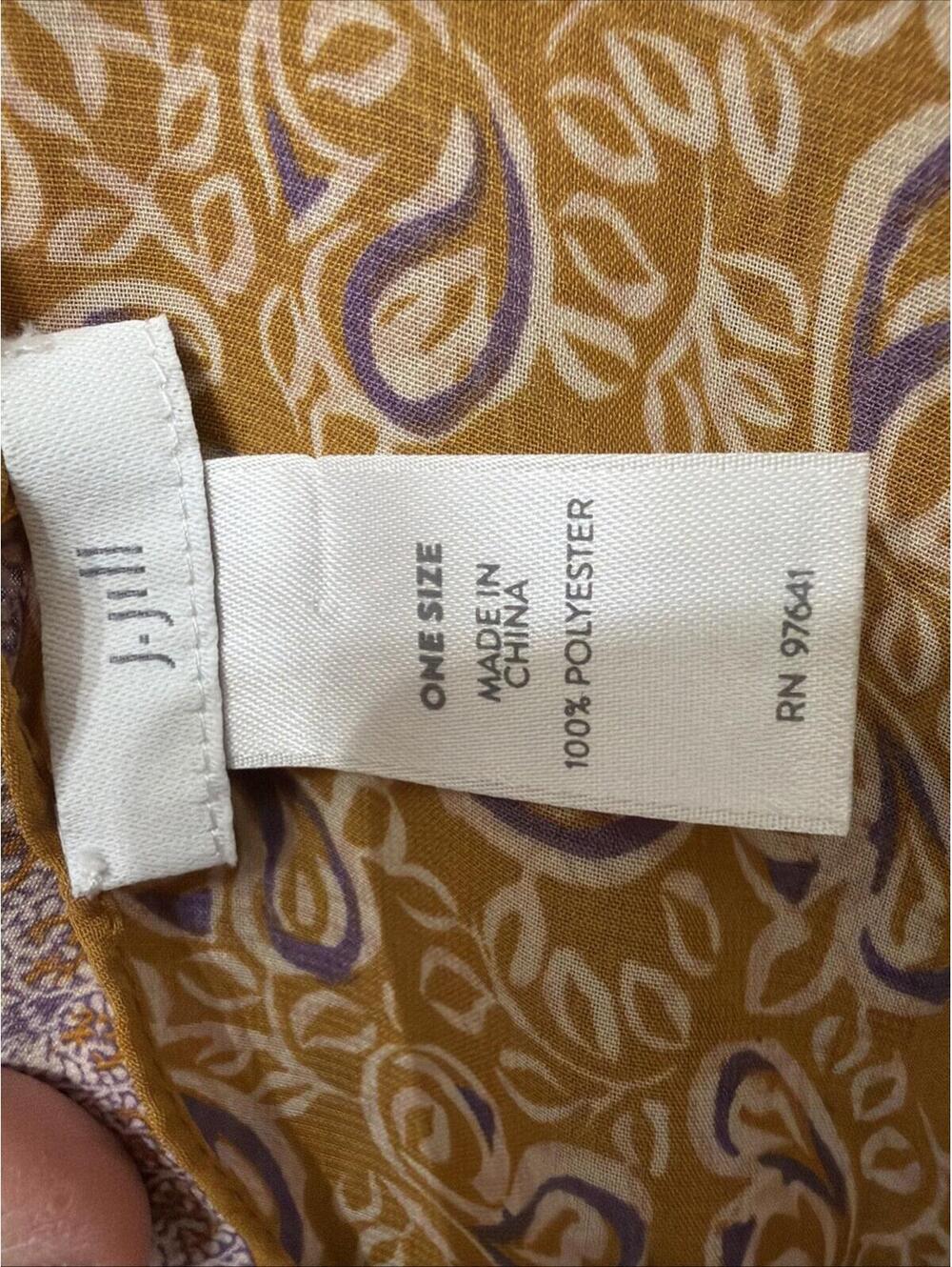 J.Jill Paisley Floral Poncho Cover Up Chiffon Golden Yellow & Purple One Size - Picture 5 of 8